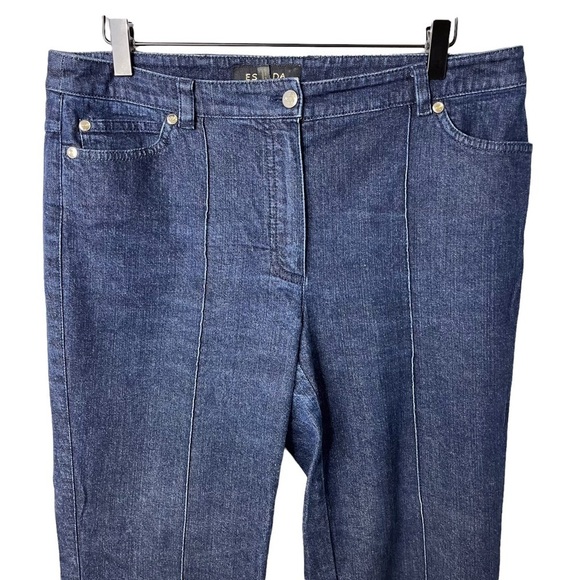 Escada Straight Leg Jeans Dark Wash Size 42 Raised Seam - Picture 2 of 9